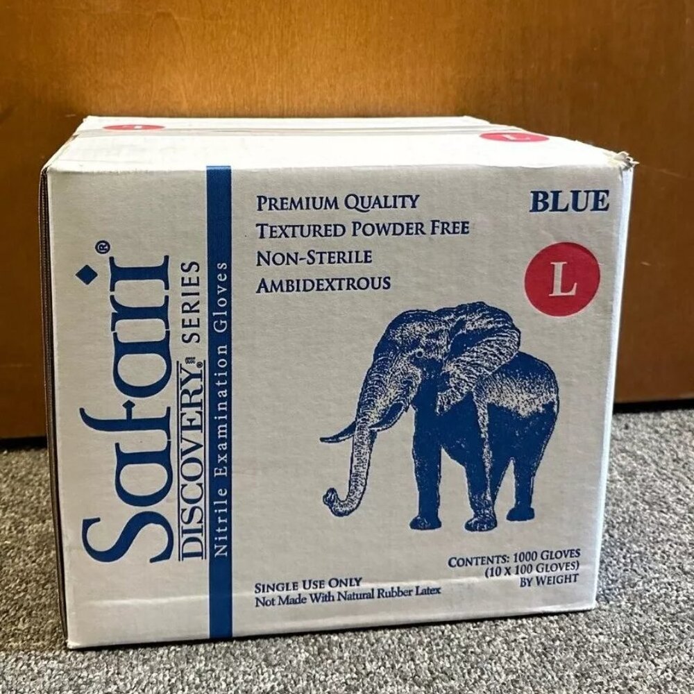 Disposable Gloves Blue Nitrile Examination Glove Safari 1,000 Pcs/Case S,M,L,XL